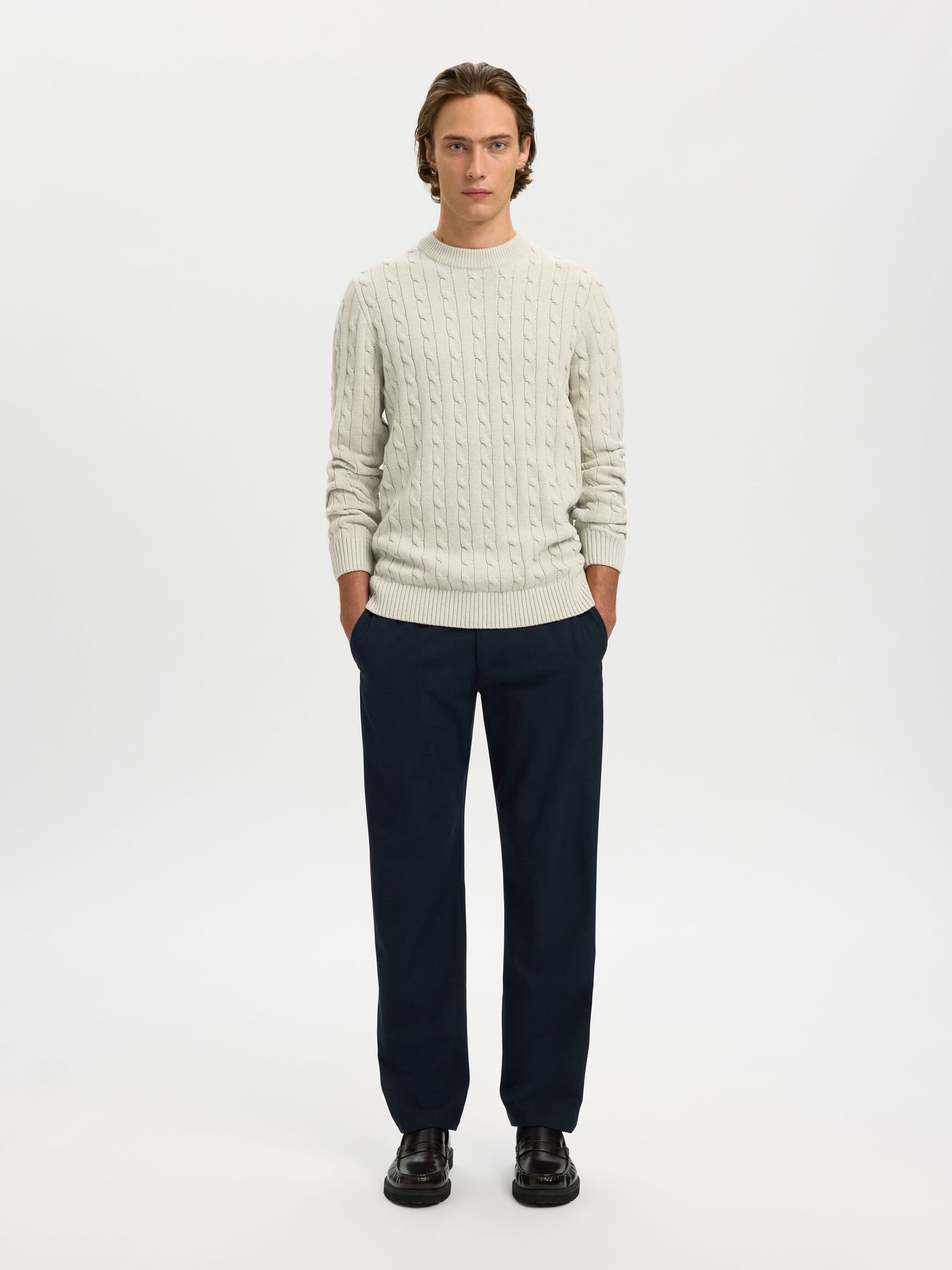 PULLOVER A MAGLIA, Bone White, highres