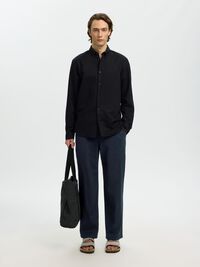 220 LOOSE FIT LINEN-BLEND TROUSERS, Black, highres