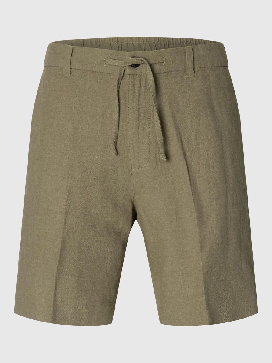 Selected REGULAR FIT SHORT VAN LINNENBLEND, Vetiver, highres - 16097604_Vetiver_001.jpg