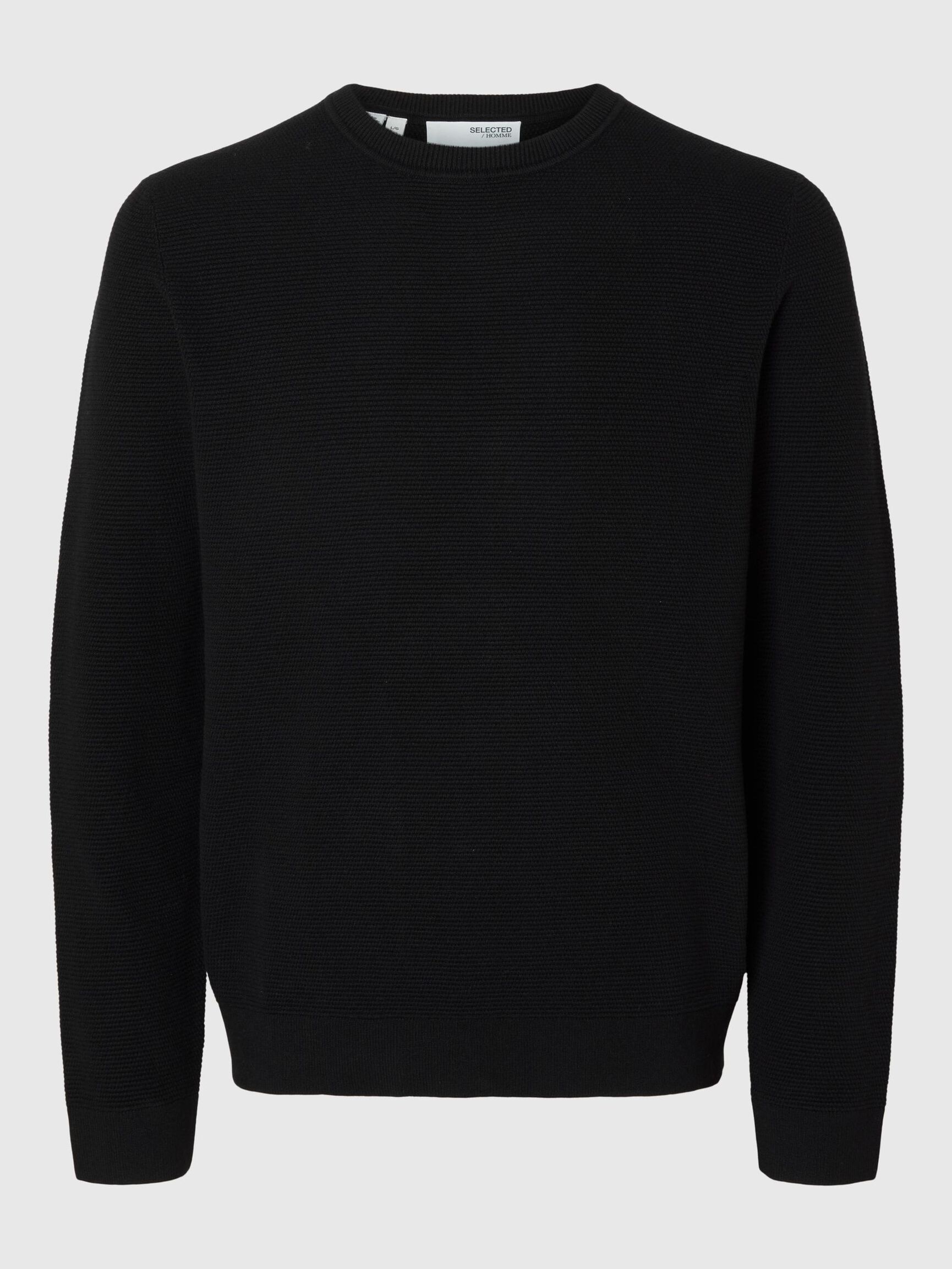 100 % COTON PULL RAS DU COU, Black, highres