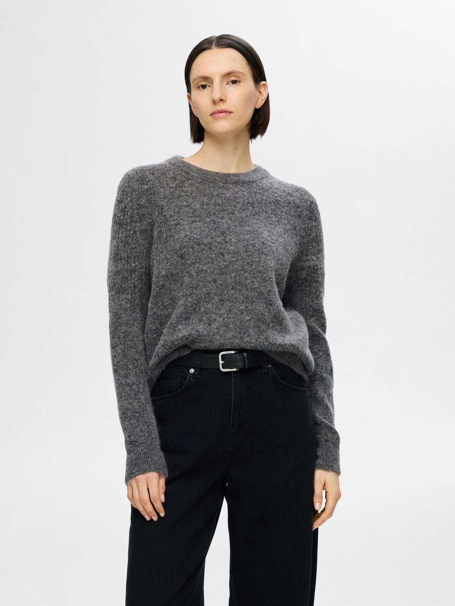 Selected WOLLGEMISCH STRICK PULLOVER, Medium Grey Melange, highres - 16094157_MediumGreyMelange_003.jpg