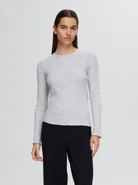 STRIBET LANGÆRMET T-SHIRT, Light Grey Melange, highres