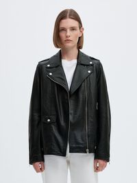 OVERSIZE VESTE EN CUIR, Black, highres