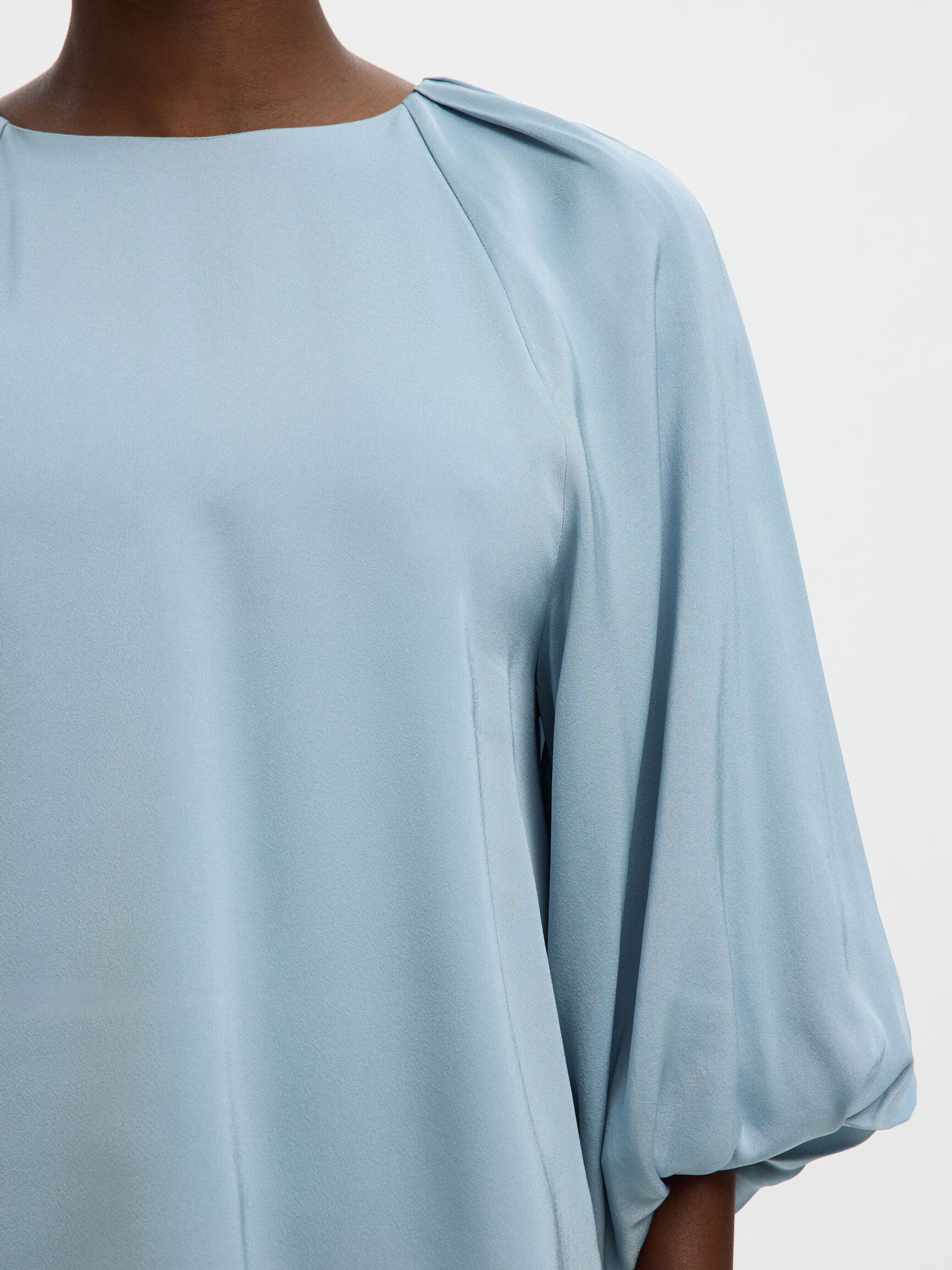 VISCOSE BLOUSE MANCHES 3/4, Dusty Blue, highres