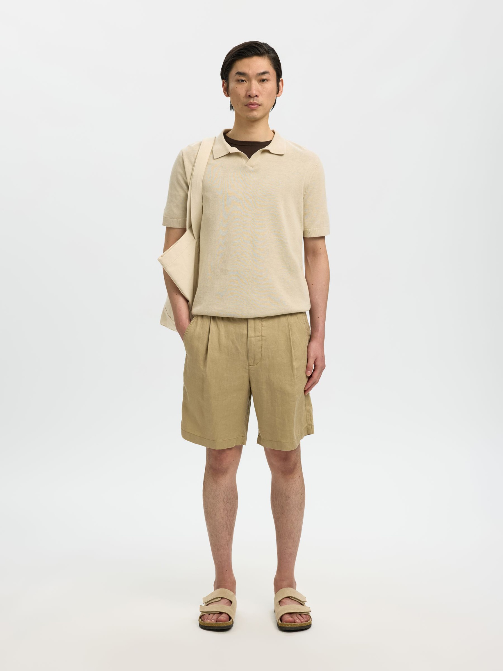 REGULAR FIT LINEN SHORTS, Savannah Tan, highres