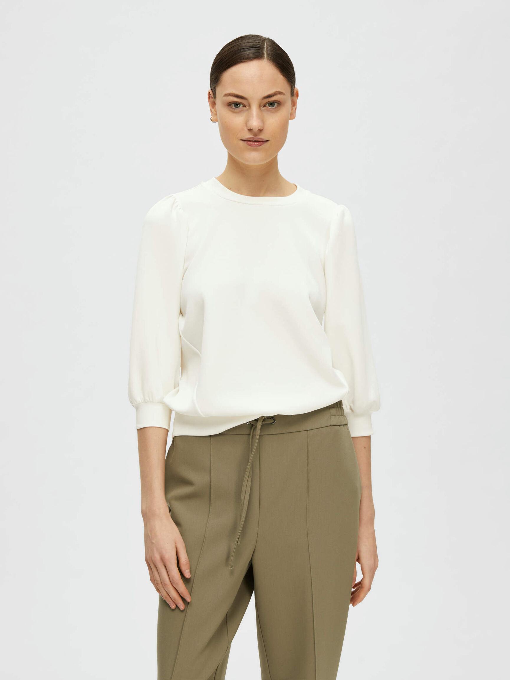 PUFF SLEEVE SWEATSHIRT, Snow White, highres