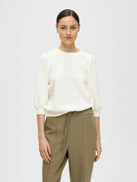 PUFF SLEEVE SWEATSHIRT, Snow White, highres