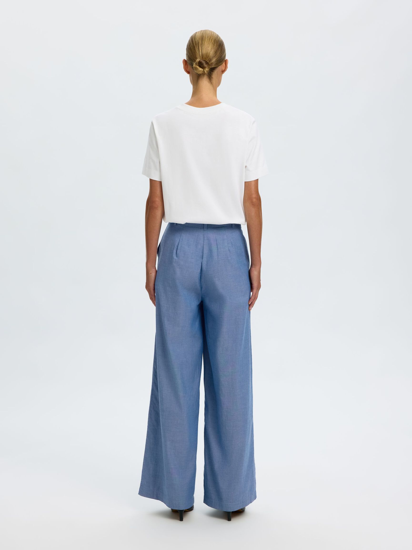 PLEATED WIDE-LEG TROUSERS, Dark Blue, highres