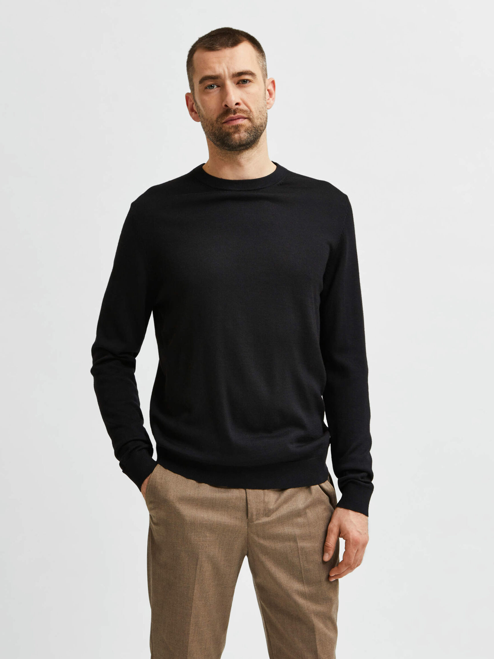 LANGÄRMELIGER PULLOVER, Black, highres