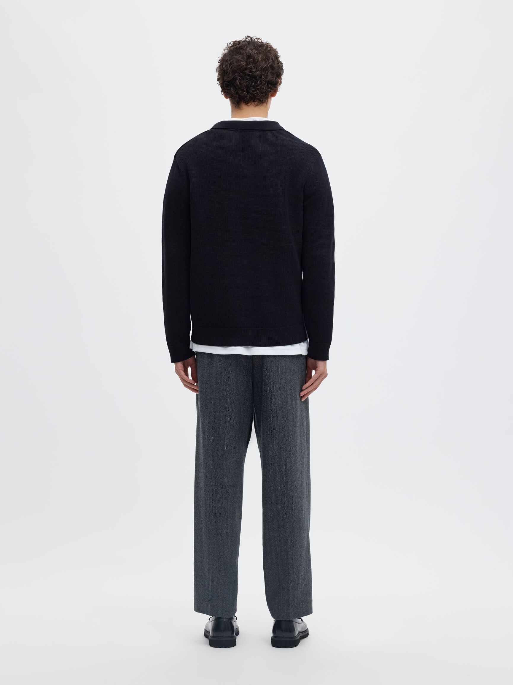 STRUCTURED COTTON POLO SHIRT, Sky Captain, highres