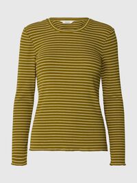 STRIPED LONG-SLEEVED T-SHIRT, Fir Green, highres