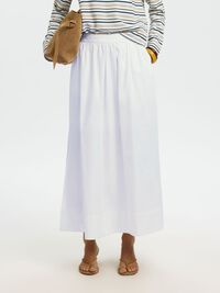 COTTON MAXI SKIRT, Bright White, highres