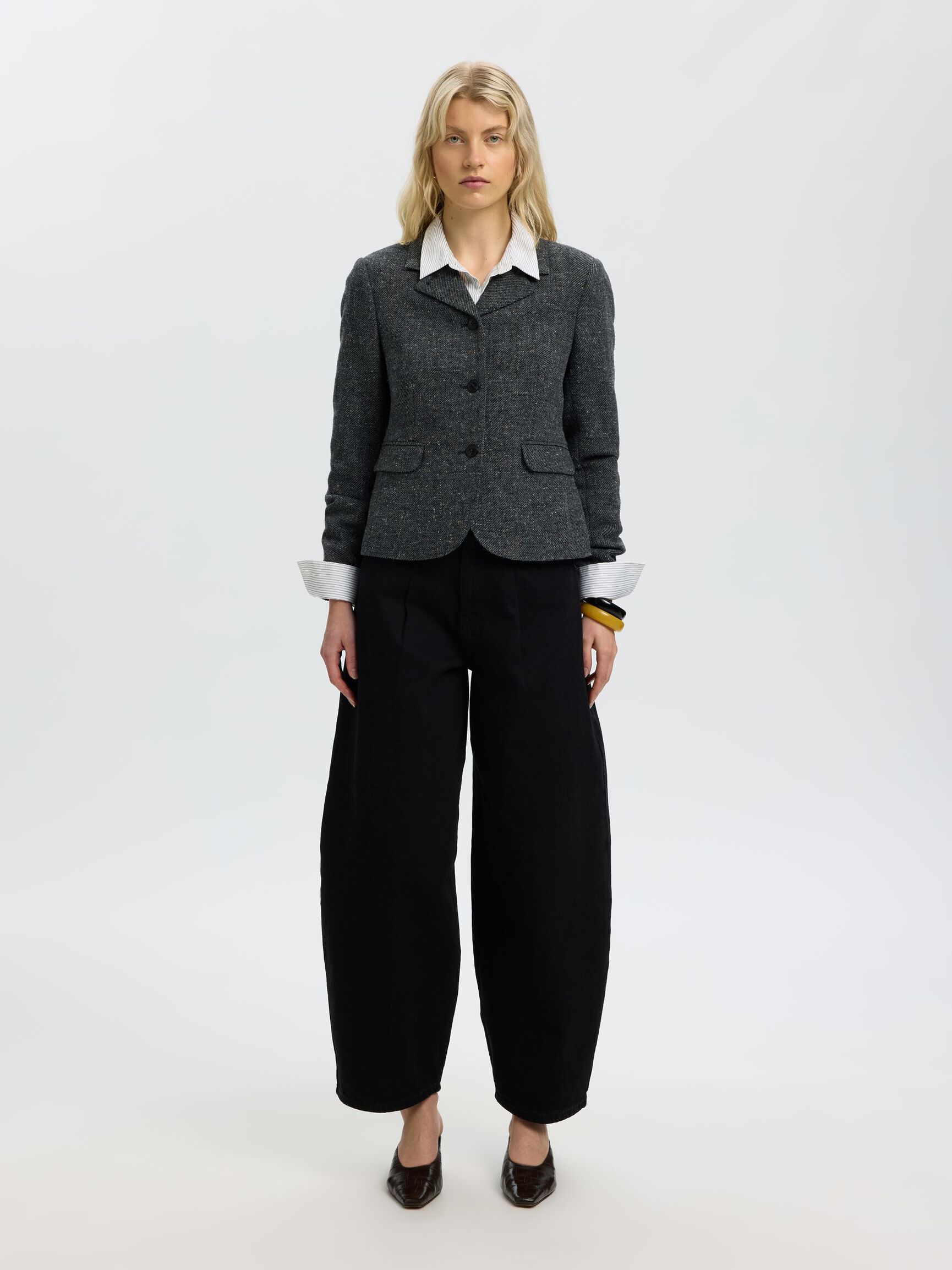 HIGH WAISTED BARREL FIT JEANS, Black Denim, highres