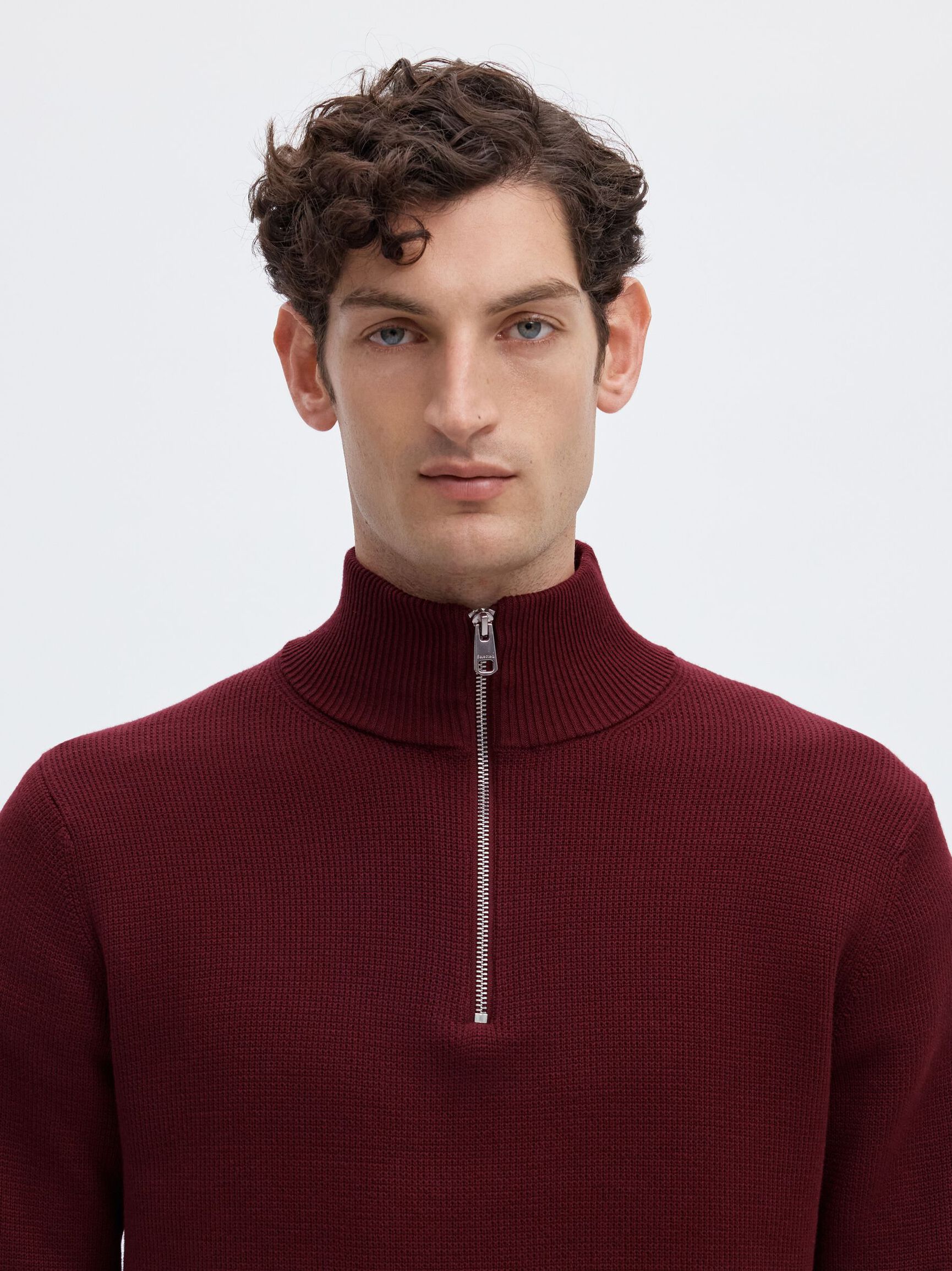 HALF-ZIP JUMPER, Tawny Port, highres