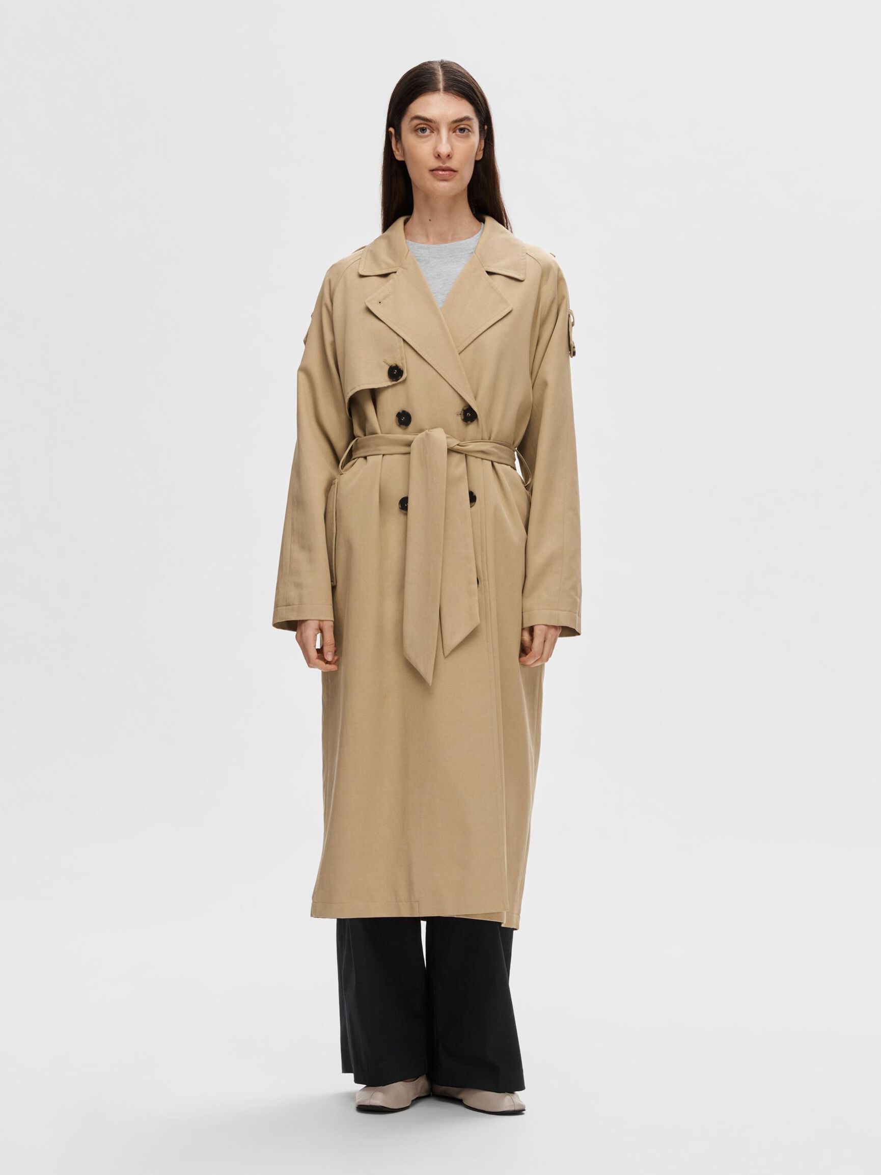 DOUBLE BREASTED TRENCHCOAT, Cornstalk, highres