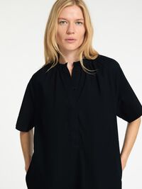 MET KORTE MOUWEN MINI JURK, Black, highres