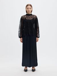 LACE BLOUSE, Black, highres