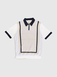 KNITTED POLO SHIRT, Egret, highres