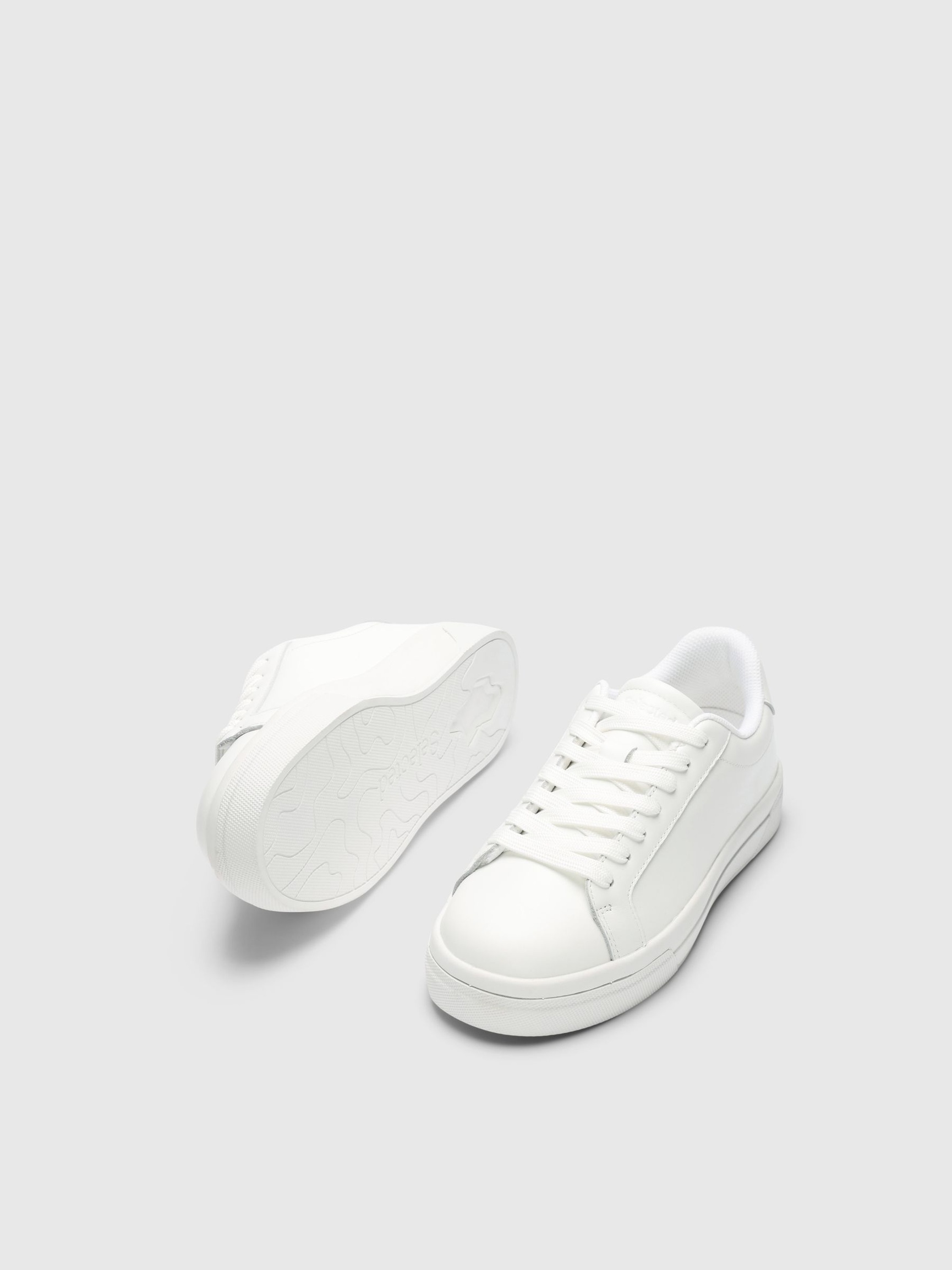 LACE UP LEATHER TRAINERS, White, highres
