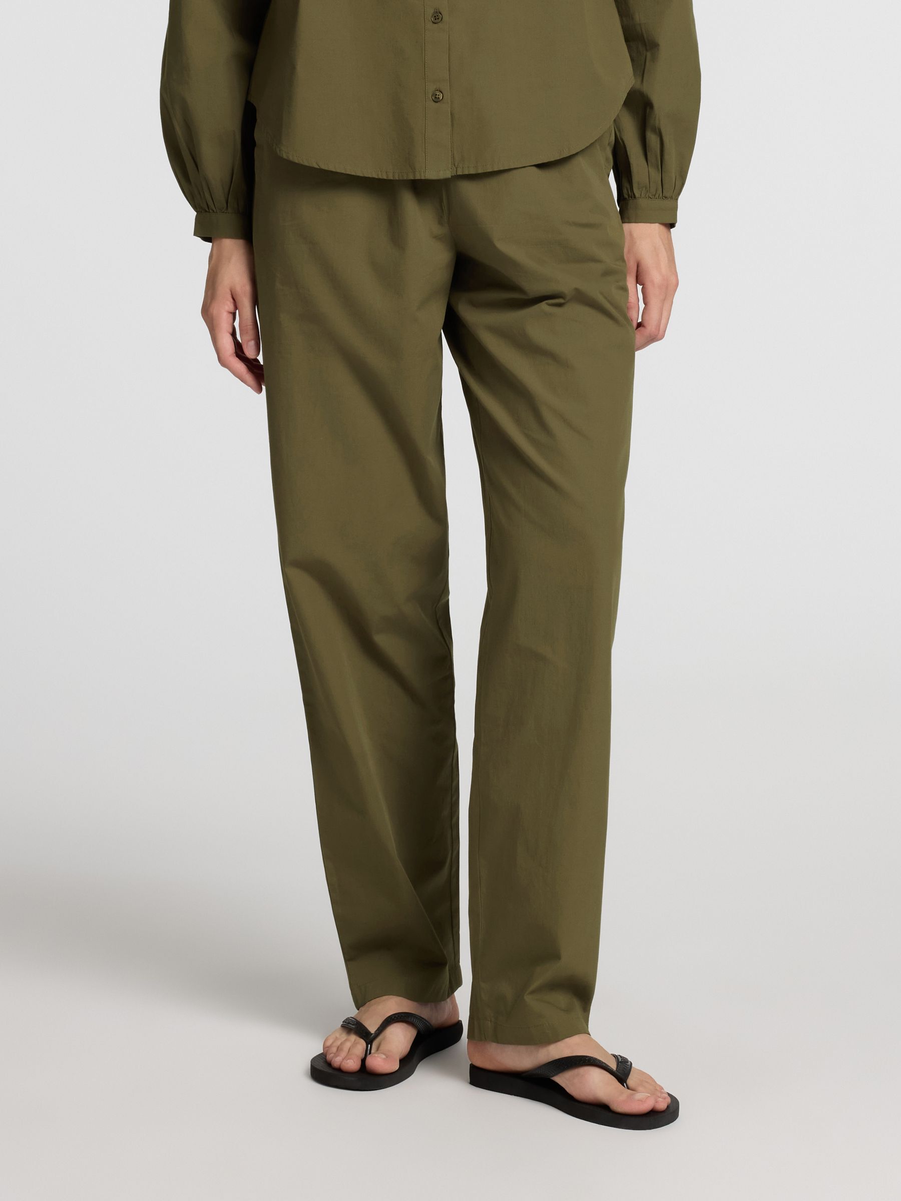 COTTON HIGH WAISTED TROUSERS, Kalamata, highres