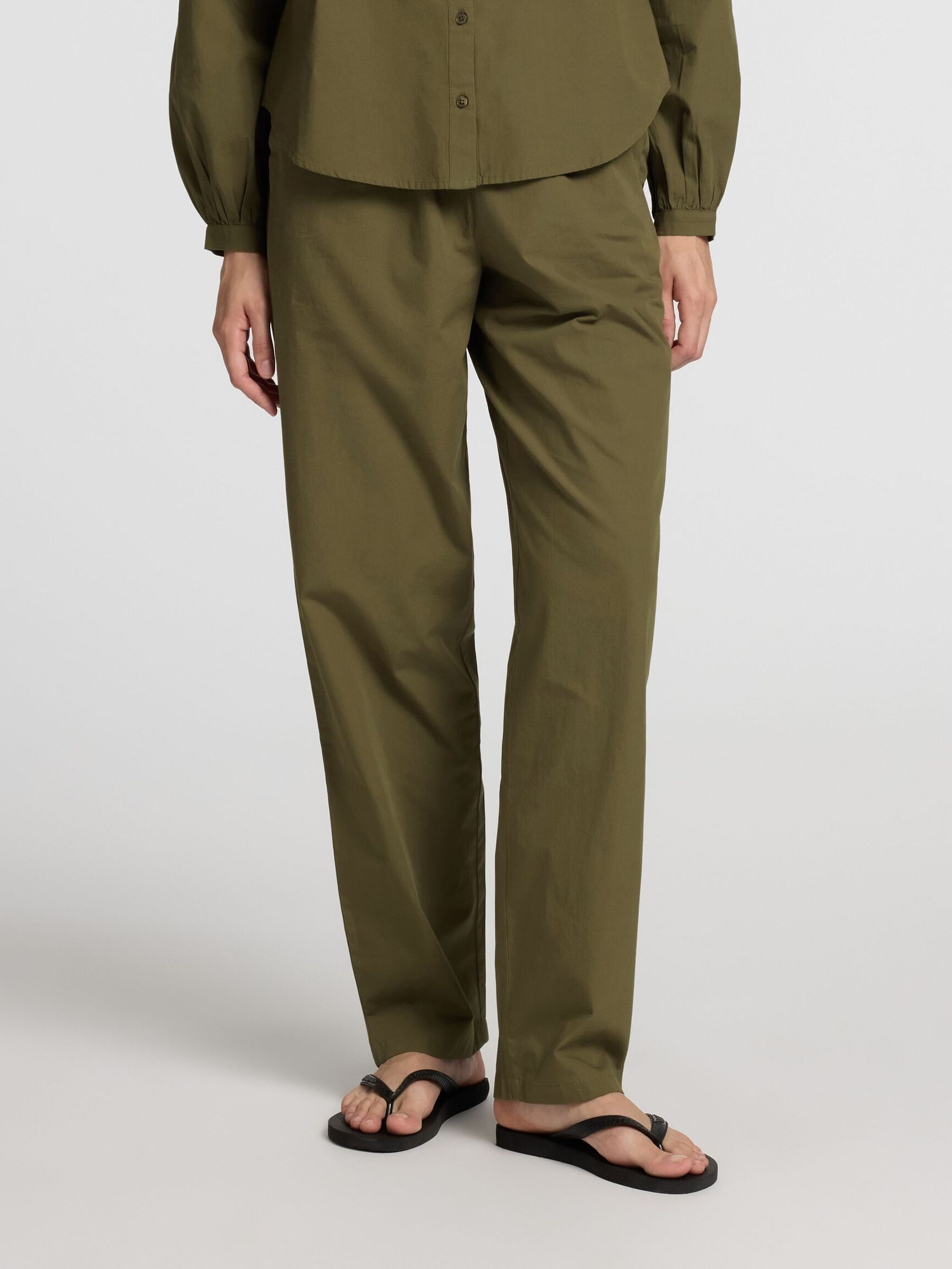 COTTON HIGH WAISTED TROUSERS, Kalamata, highres