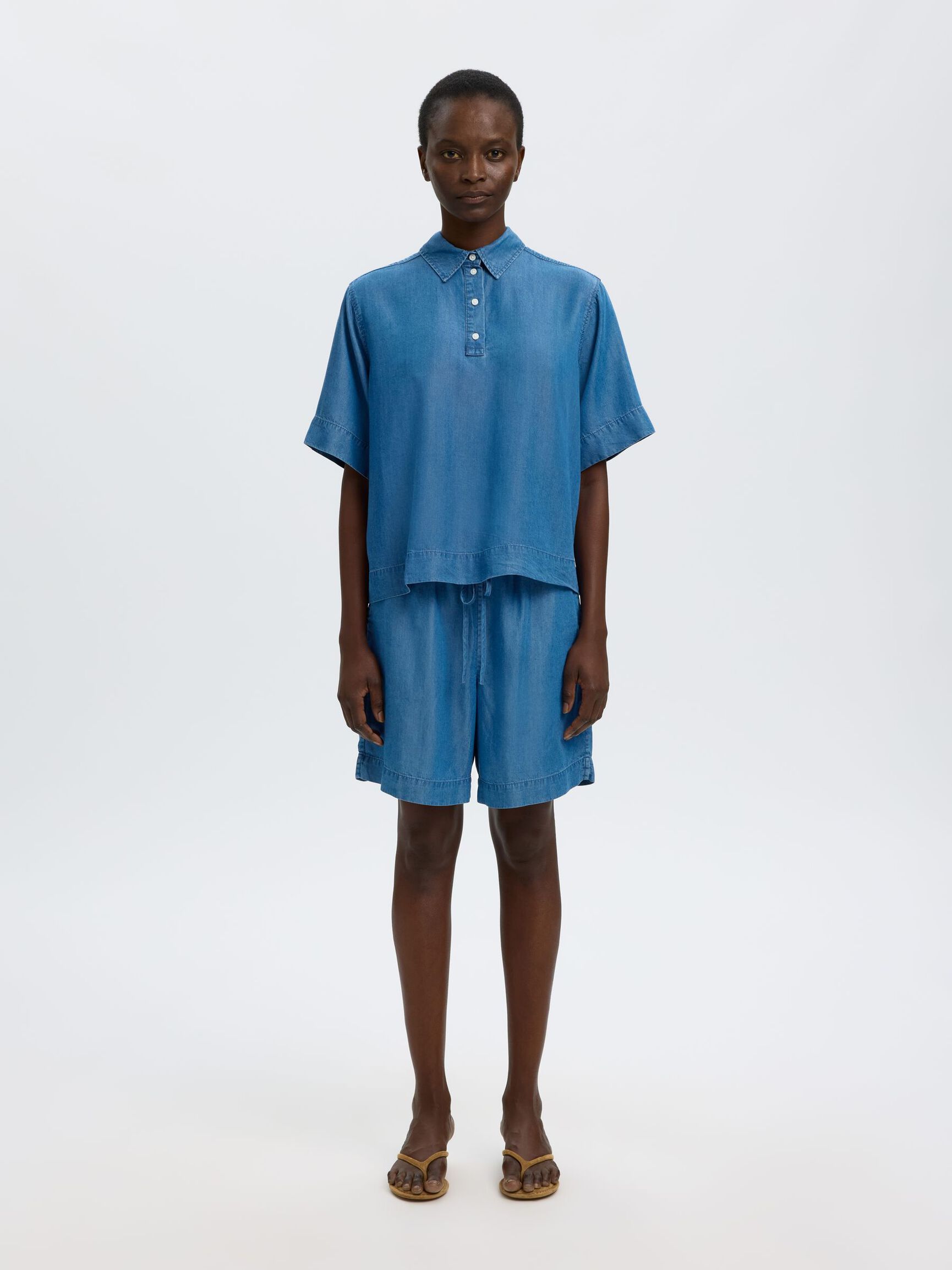 REGULAR FIT SHORTS, Medium Blue Denim, highres