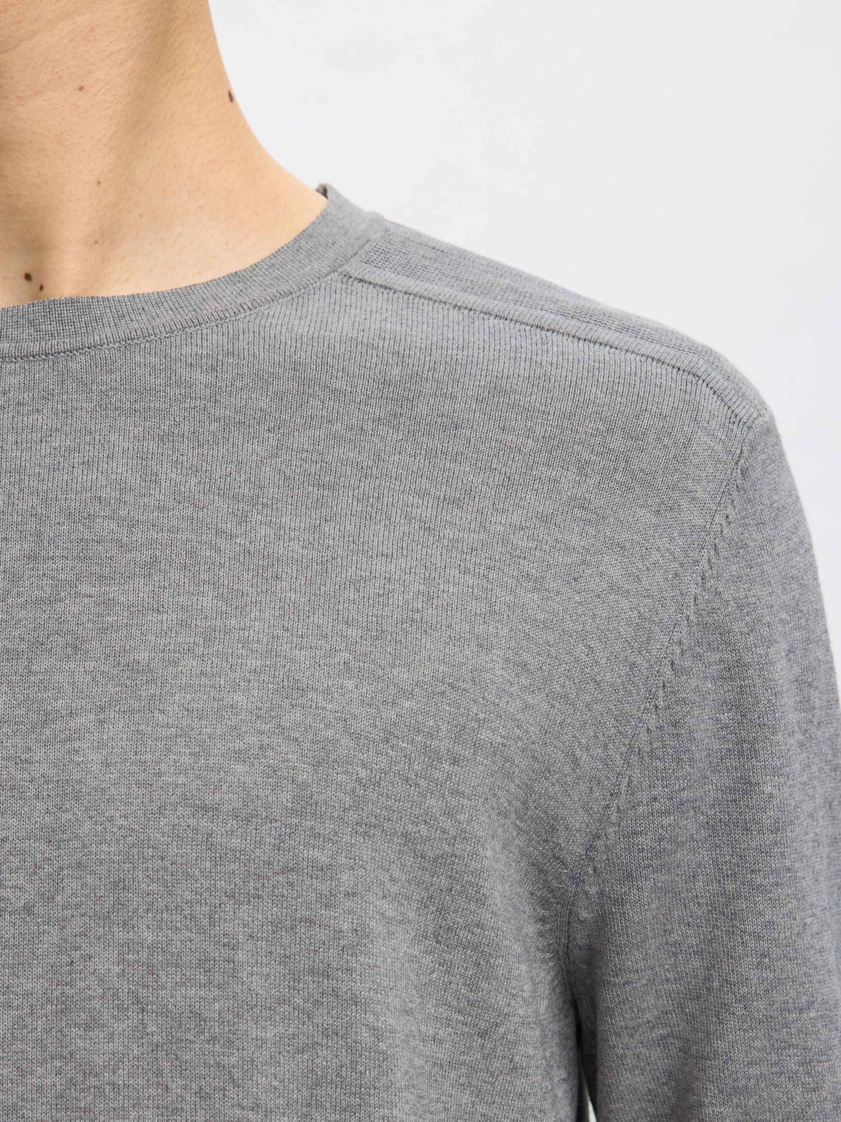 LONG-SLEEVED KNITTED JUMPER, Medium Grey Melange, highres