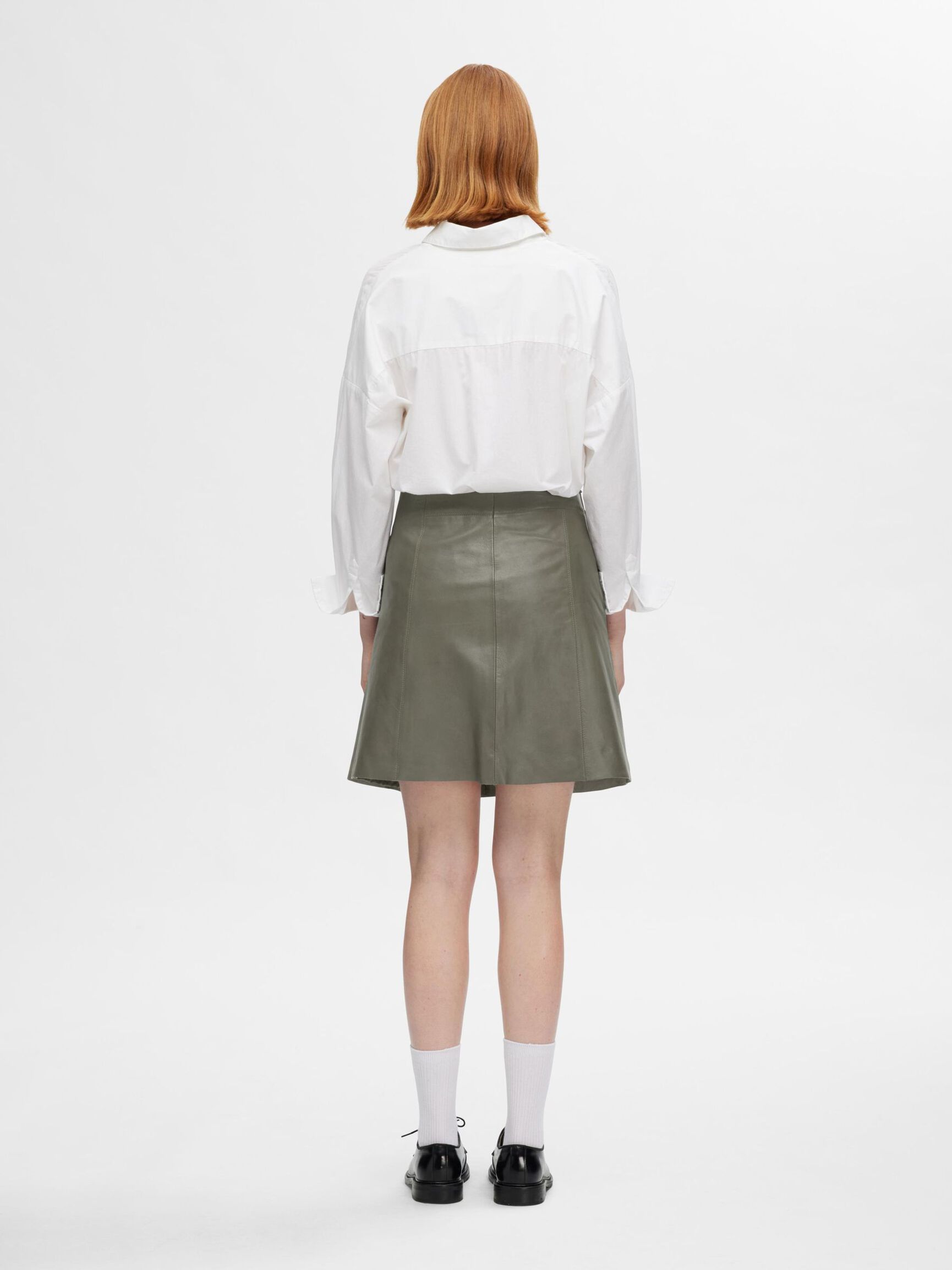 MINI LEATHER SKIRT, Kalamata, highres