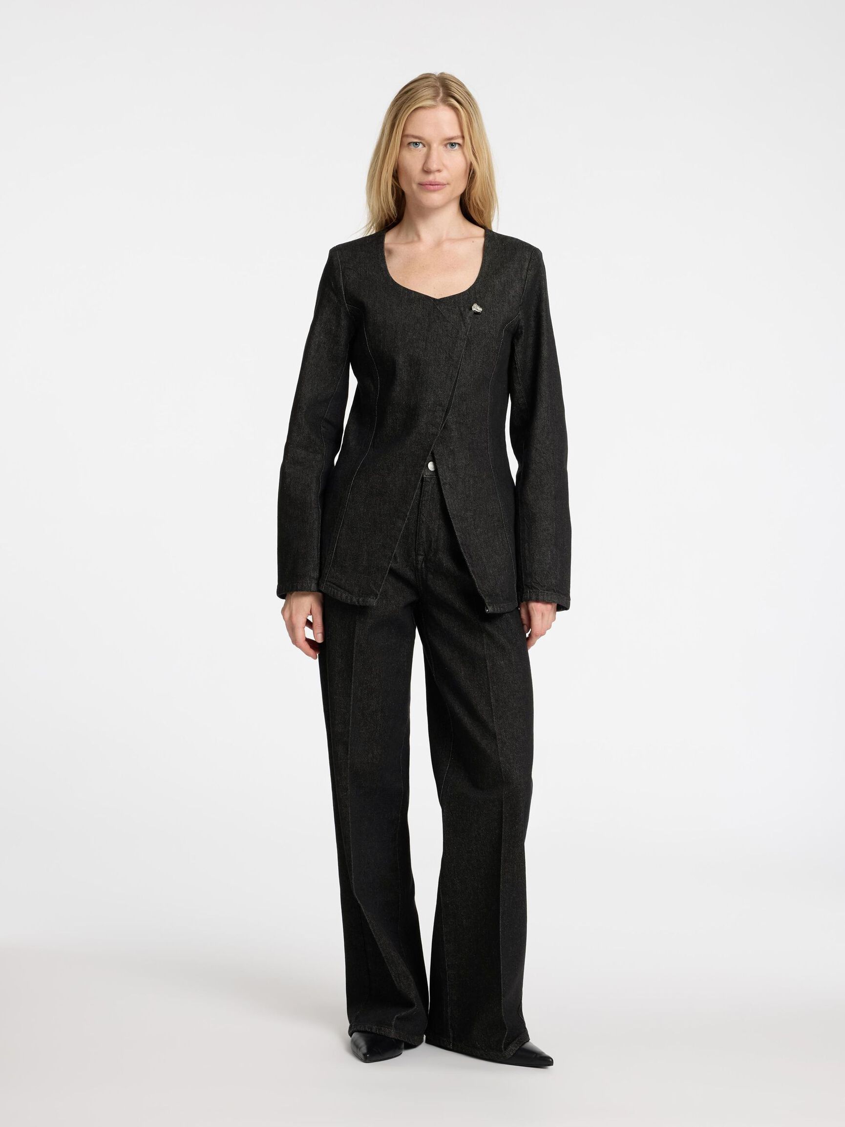 DENIM BLAZER, Black Denim, highres