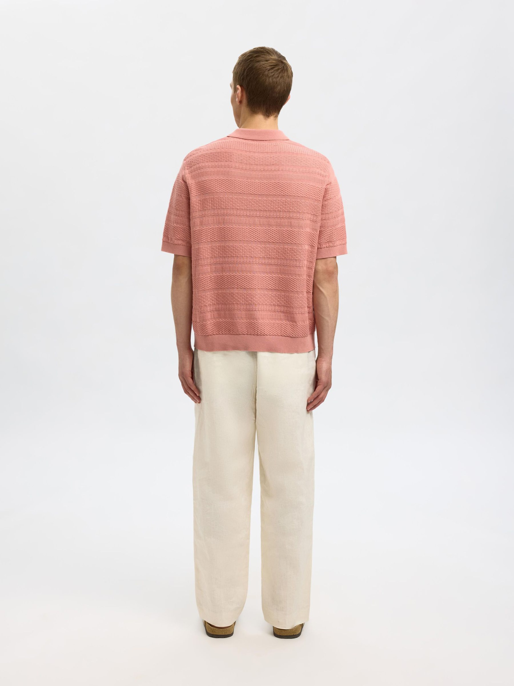 TEXTURÉ POLO EN MAILLE, Rose Dawn, highres