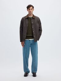 CABLE KNIT CREWNECK JUMPER, Forest Night, highres