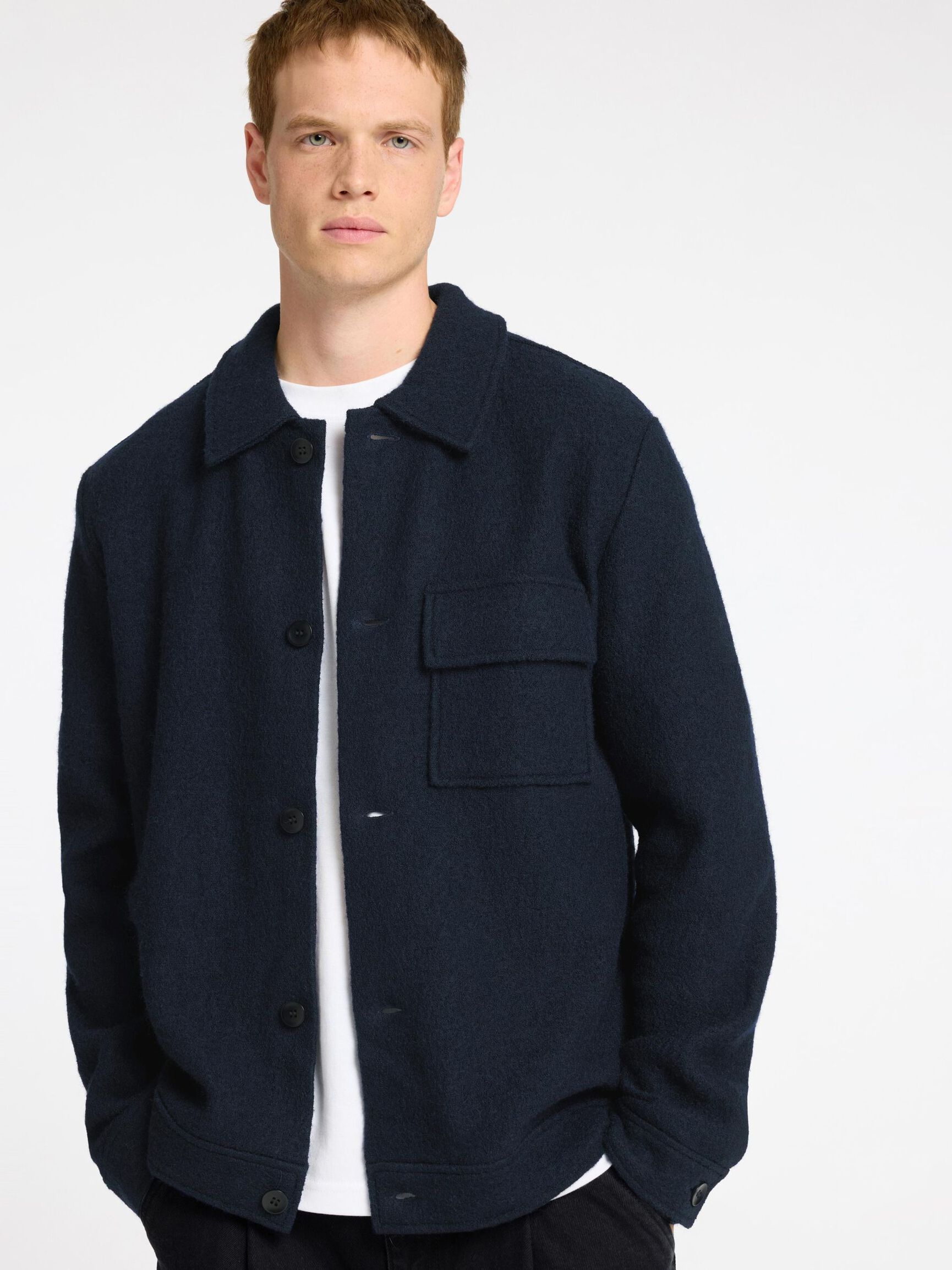 100% WOOL SHACKET, Sky Captain, highres