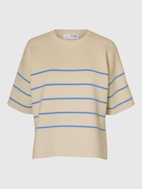 SHORT-SLEEVED KNITTED TOP, Birch, highres
