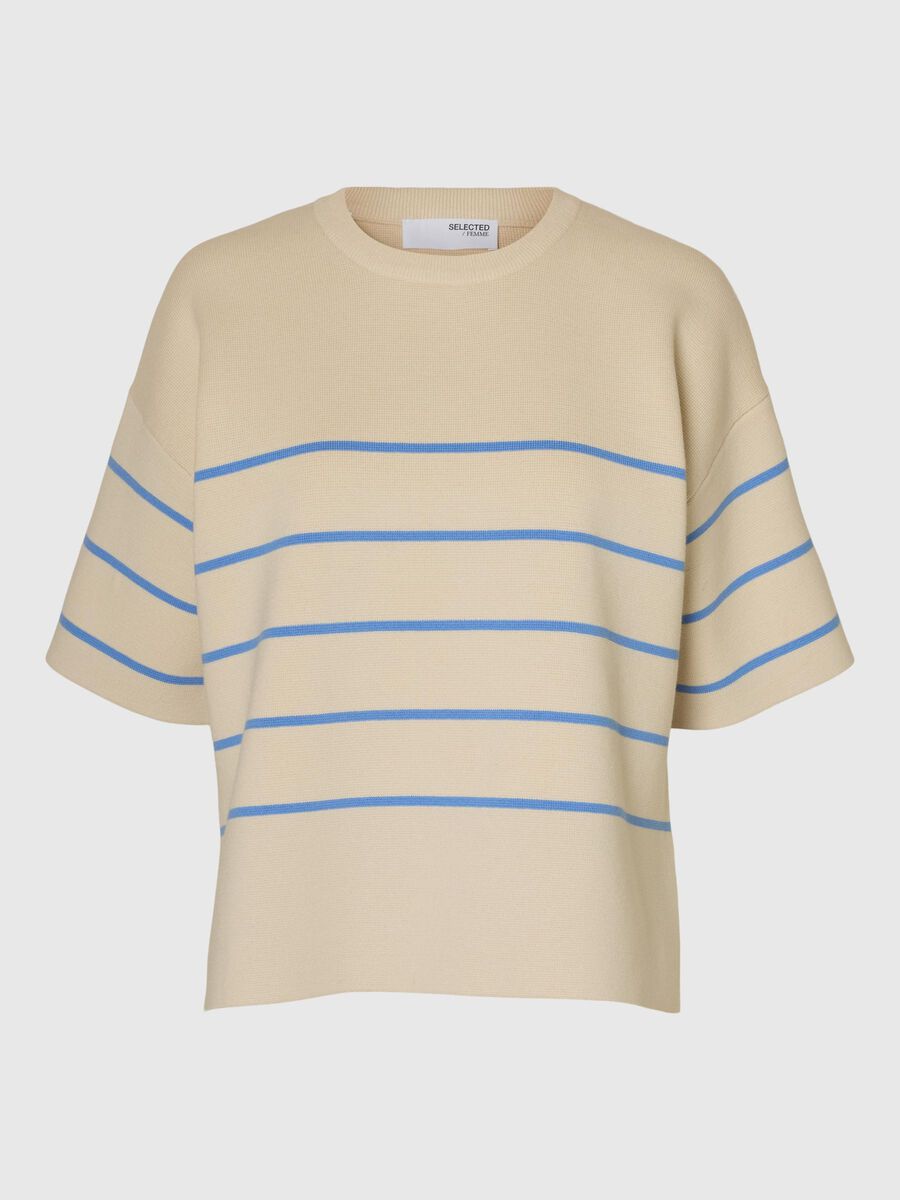 Selected SHORT-SLEEVED KNITTED TOP, Birch, highres - 16092337_Birch_1189144_001.jpg