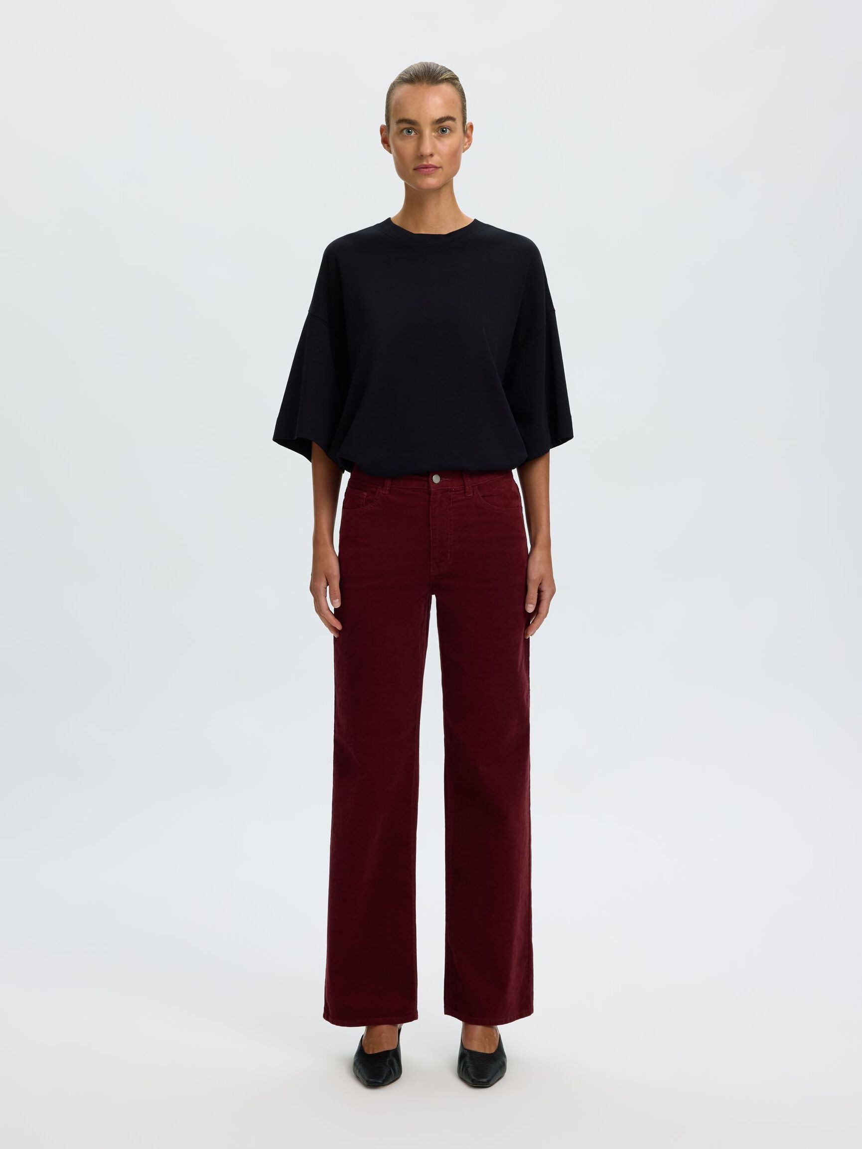 WIDE FIT CORDUROY TROUSERS, Tawny Port, highres