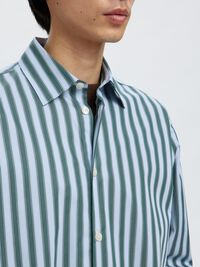 RELAXED FIT STRIPED SHIRT, Dark Green, highres