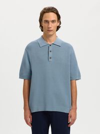 COUPE DÉCONTRACTÉE POLO EN MAILLE, Dusty Blue, highres
