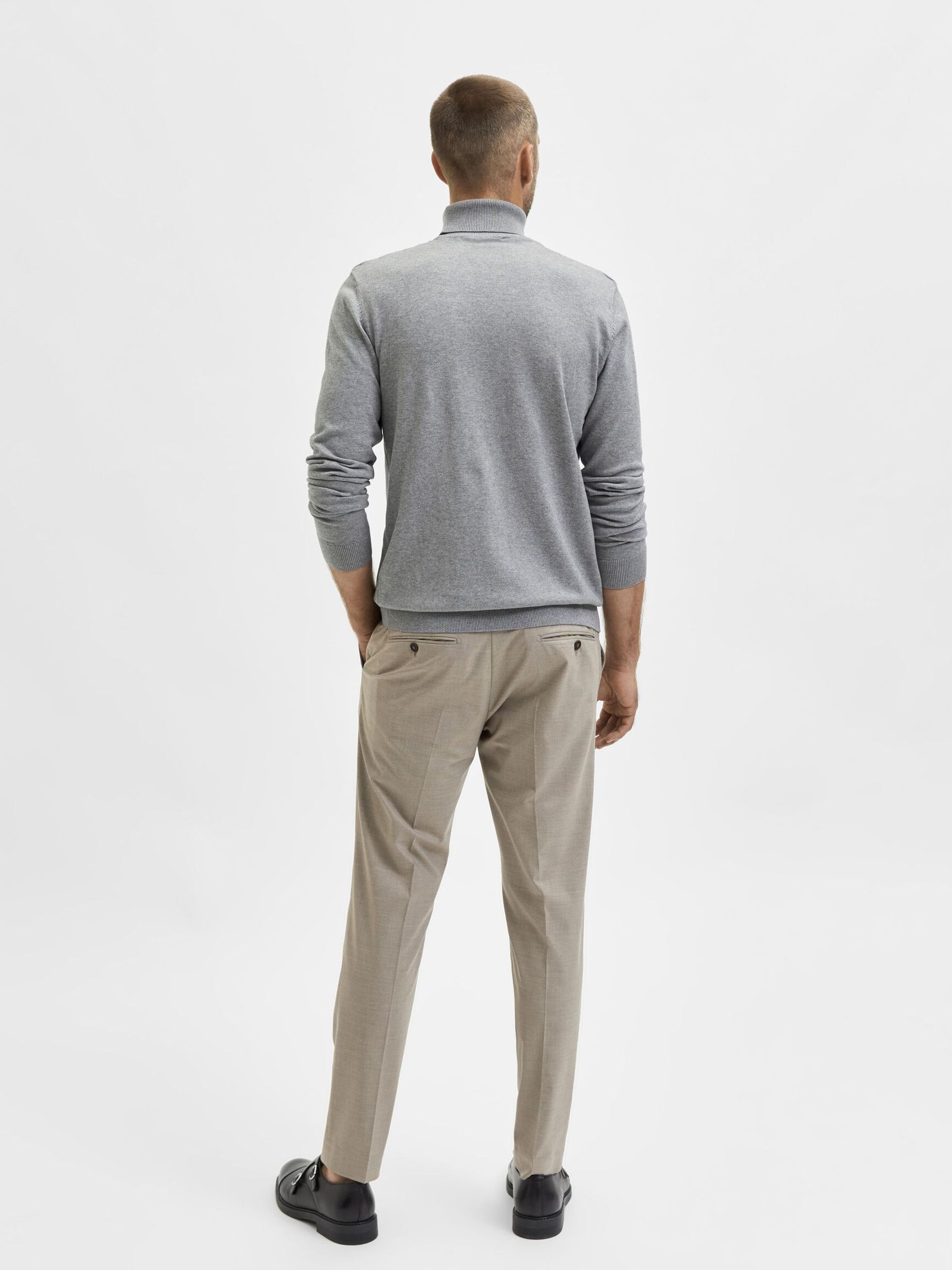 LANGARM ROLLKRAGEN PULLOVER, Medium Grey Melange, highres