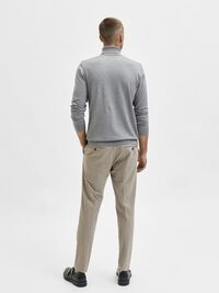 LONG-SLEEVED ROLL NECK PULLOVER, Medium Grey Melange, highres