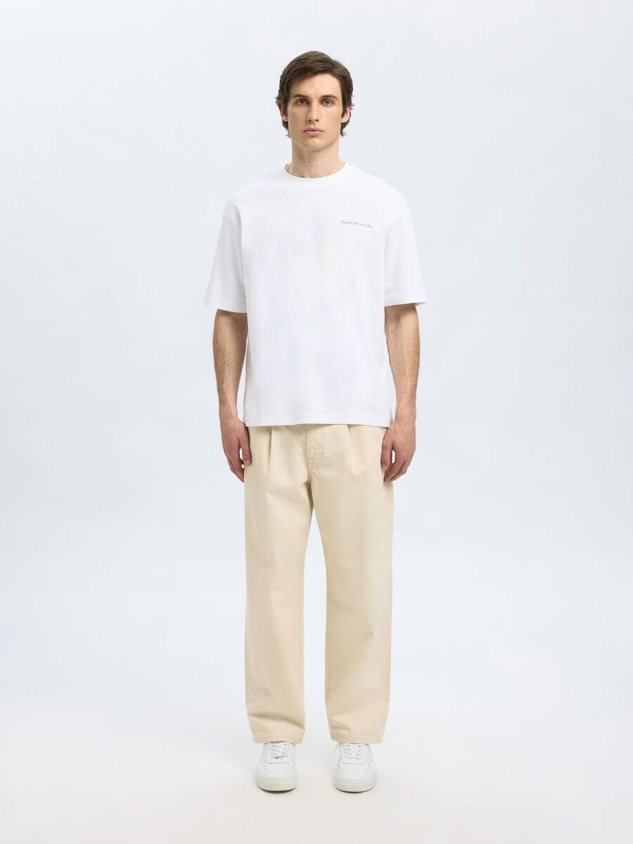 Selected LOOSE FIT PRINTED T-SHIRT, Bright White, highres - 16097657_BrightWhite_005.jpg