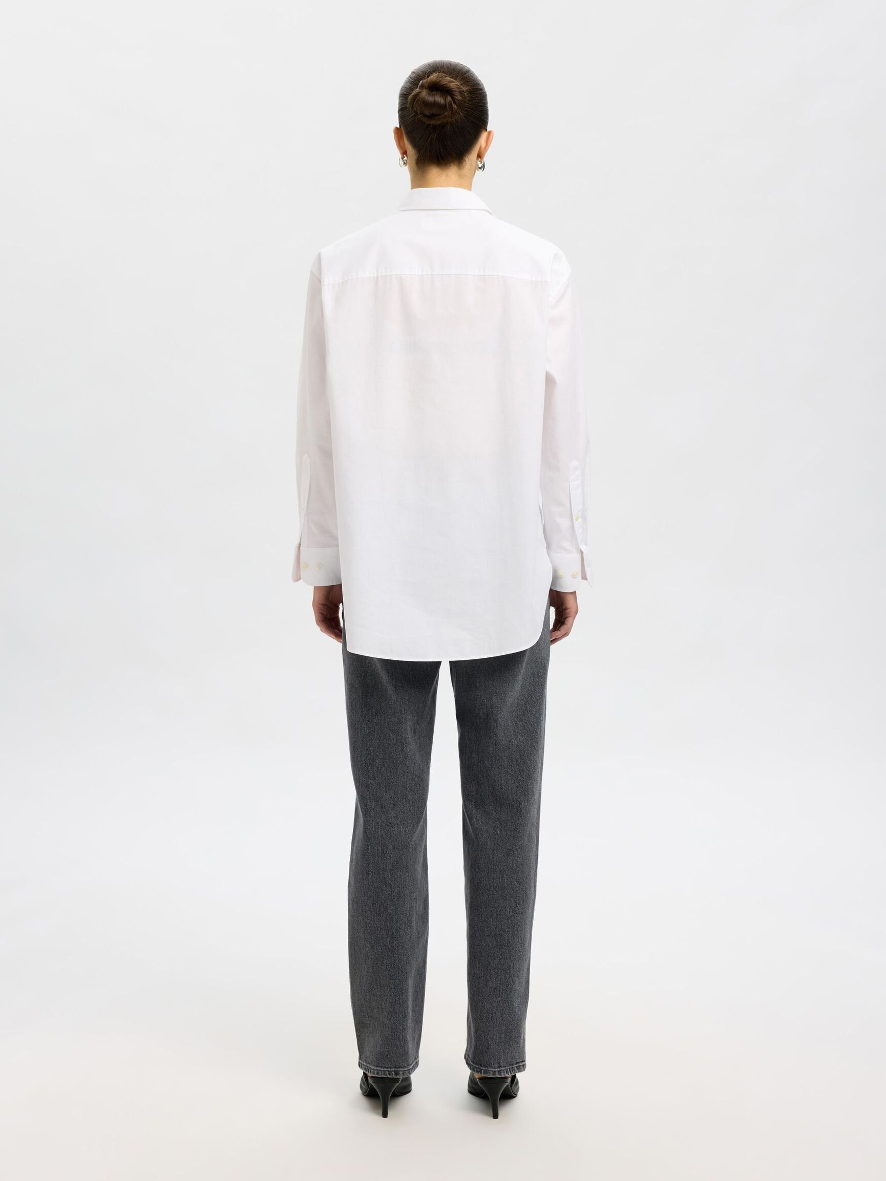OVERSIZE EN COTON CHEMISE À MANCHES LONGUES, Bright White, highres