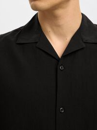LIN MÉLANGÉ CHEMISE À MANCHES COURTES, Black, highres