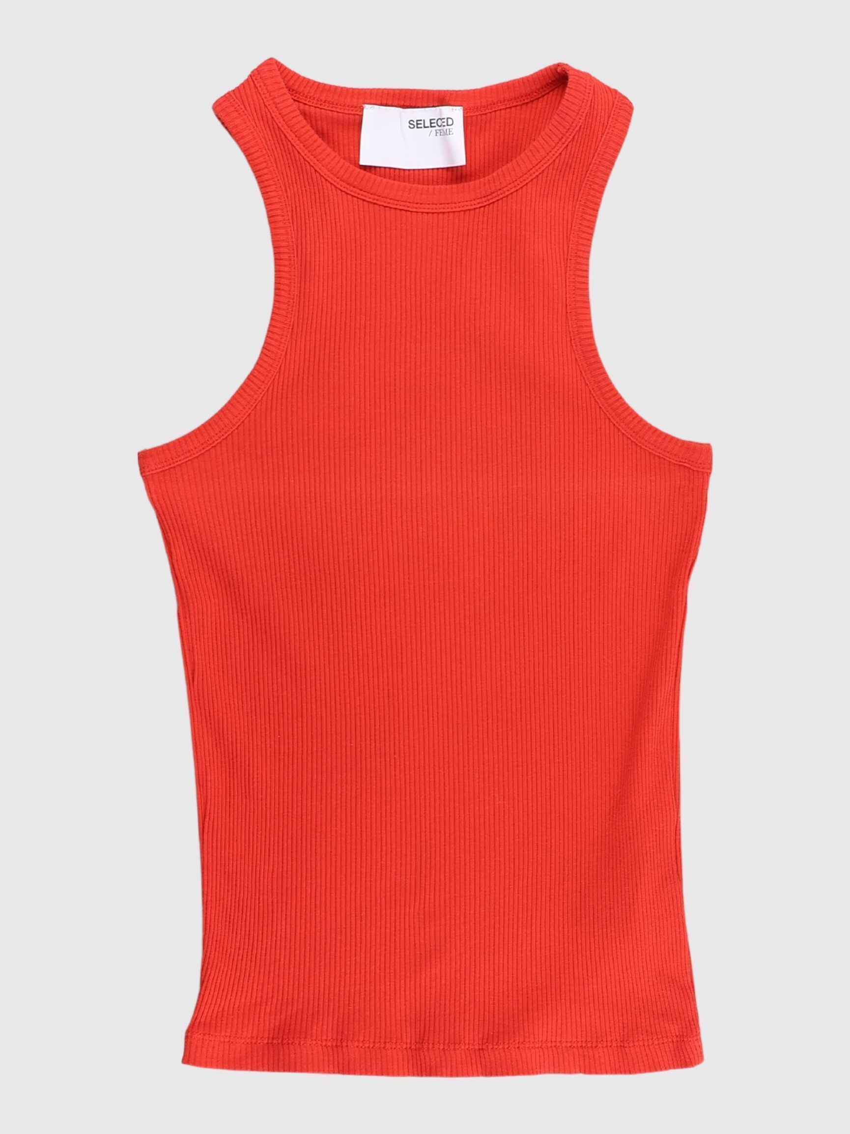RIBBED TANK TOP, Flame Scarlet, highres