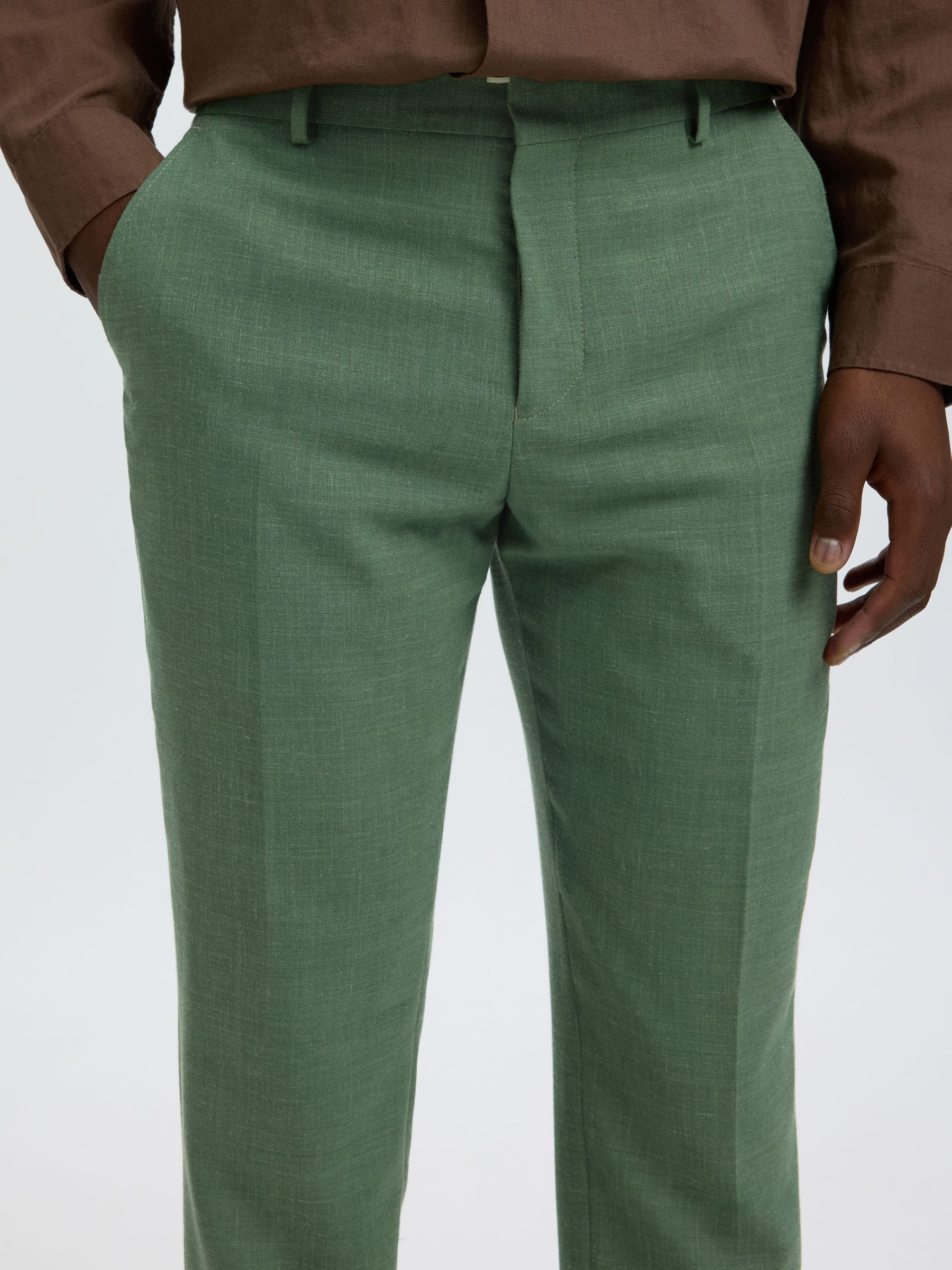 SLIM FIT ANZUGHOSE, Olive Green, highres