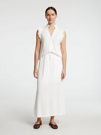 SLEEVELESS RUFFLE DETAIL TOP, Snow White, highres