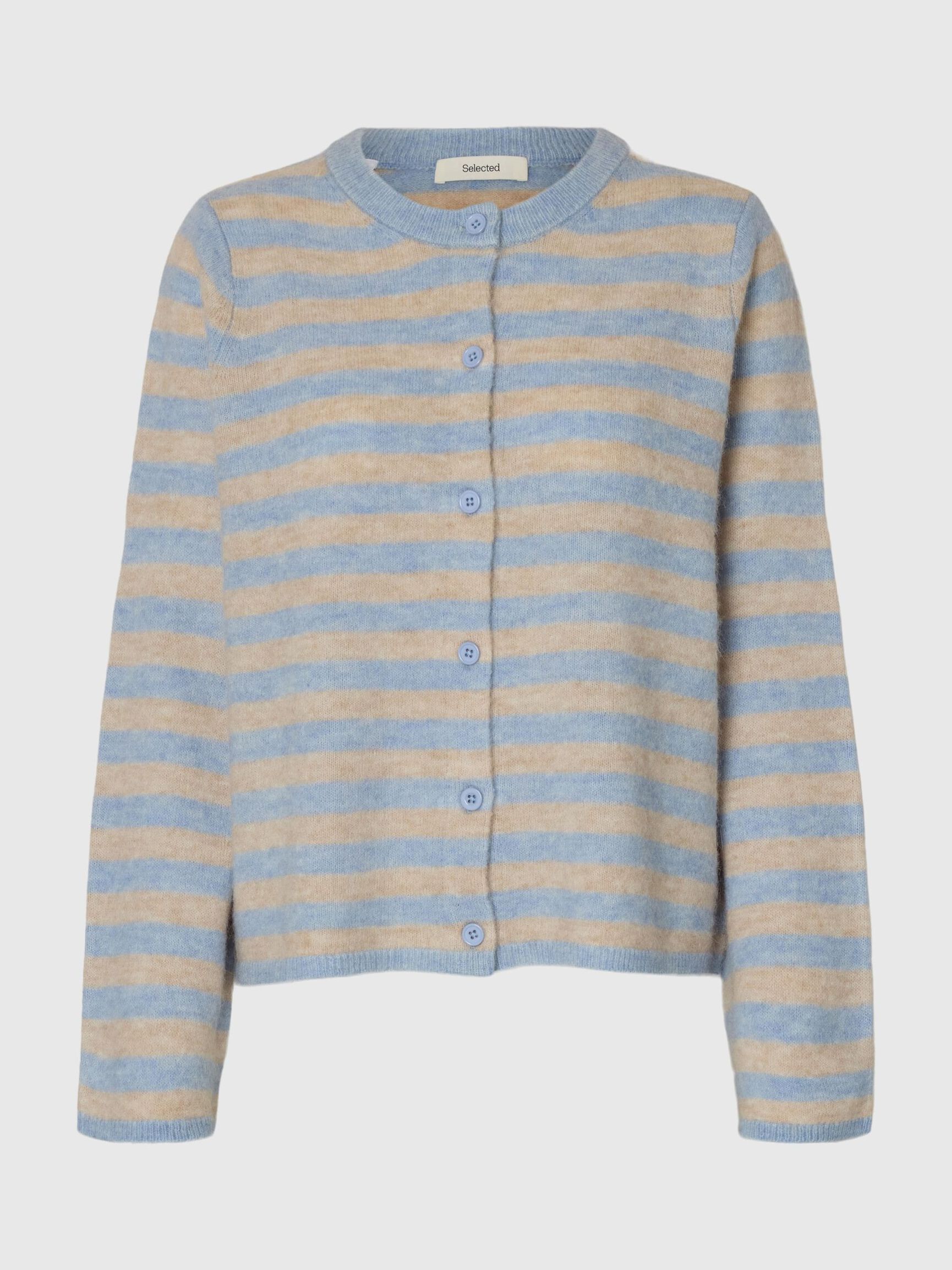 WOOL BLEND KNITTED CARDIGAN, Cashmere Blue, highres