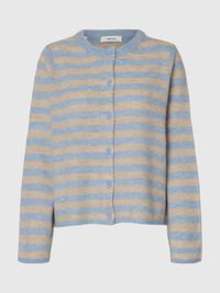 WOOL BLEND KNITTED CARDIGAN, Cashmere Blue, highres
