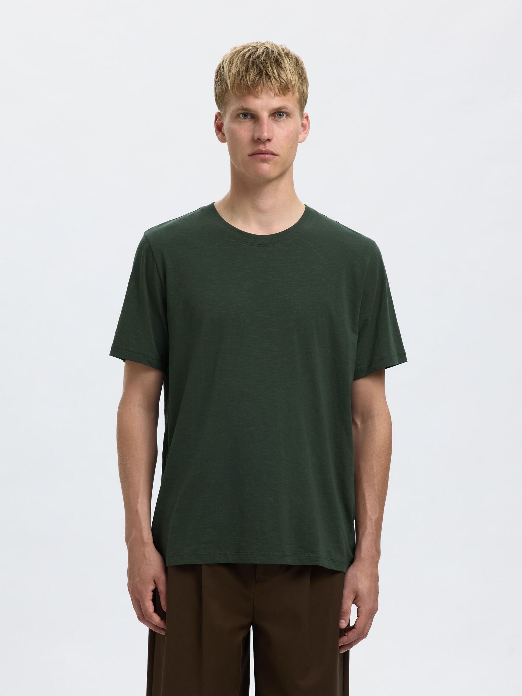 FLAMMENGARN BAUMWOLL T-SHIRT, Deep Forest, highres
