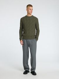 WOLLGEMISCH ZOPFSTRICK STRICKPULLOVER, Kalamata, highres