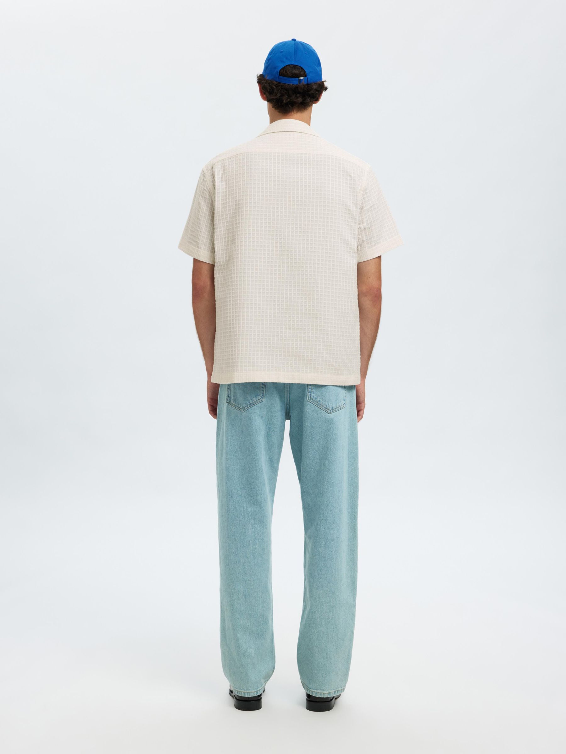 MET STRUCTUUR OVERHEMD MET KORTE MOUWEN, Egret, highres